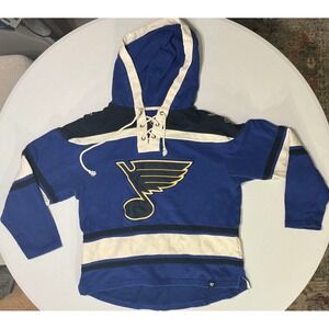 St Louis Blues NHL Hockey '47 Jersey Superior Lacer Hoodie Sweatshirt - Men's M